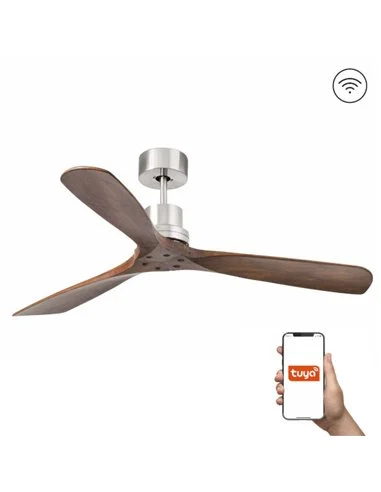 Ventilador de techo Lantau Smart L - Faro - Ventilador inteligente y silencioso, palas madera nogal