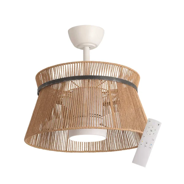 VENTILADOR DE TECHO LED 18W 3000-6000K PANTALLA HILO CUERDA MAKENA