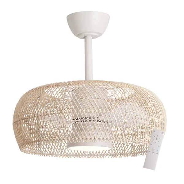 VENTILADOR DE TECHO LED 18W 3000-6000K PANTALLA RATÁN NATURAL KOLOA