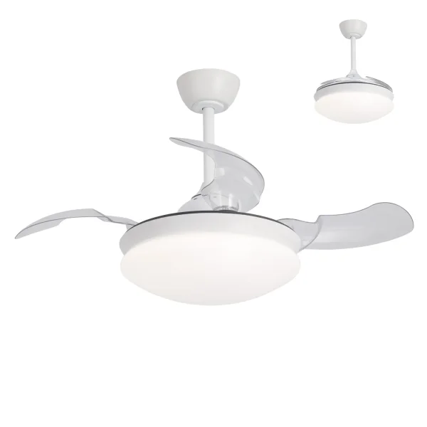 VENTILADOR DE TECHO LED 24W REGULABLE 4 ASPAS PLEGABLES MOTOR DC MONTREAL