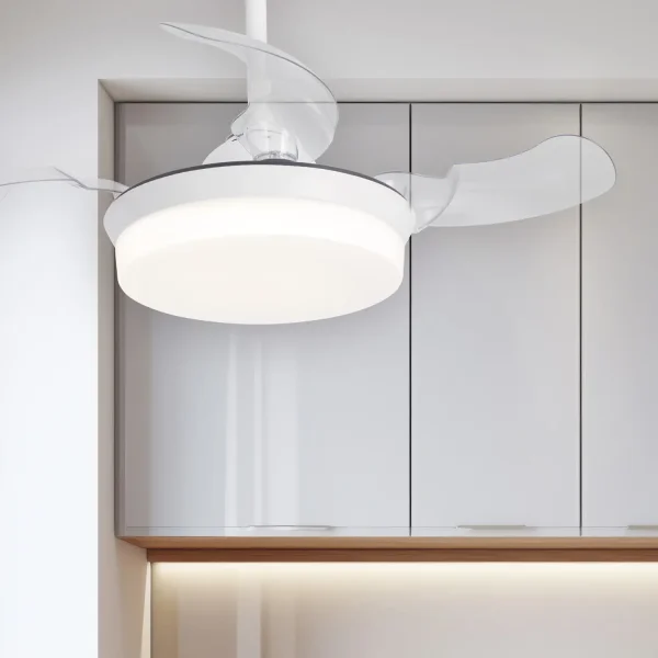 VENTILADOR DE TECHO LED 24W REGULABLE BLANCO 4 ASPAS PLEGABLES GERALDTON