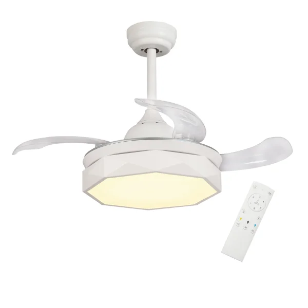 VENTILADOR DE TECHO LED 29 W REGULABLE BLANCO ASPAS PLEGABLES PARMA