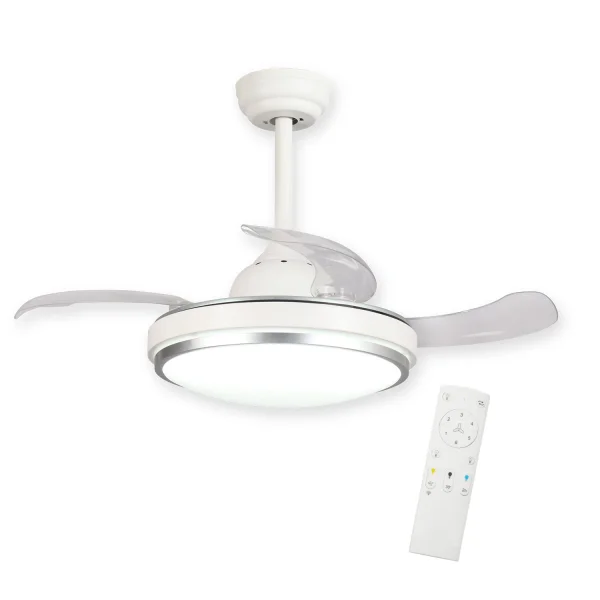 VENTILADOR DE TECHO LED 29 W REGULABLE BLANCO 4 ASPAS PLEGABLES SILVERSTONE