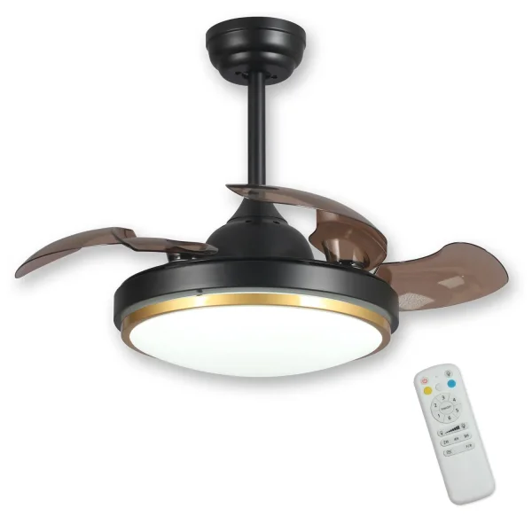 VENTILADOR DE TECHO LED 29 W REGULABLE NEGRO 4 ASPAS PLEGABLES SILVERSTONE