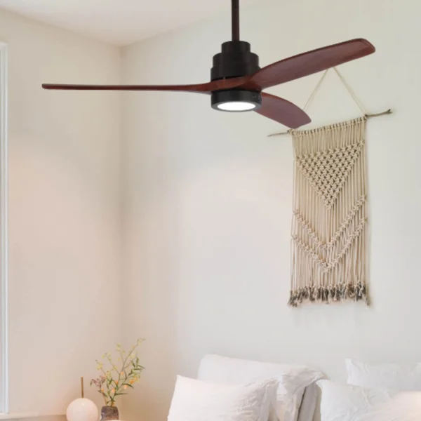 VENTILADOR DE TECHO CON LUZ LED KALEO 15W REGULABLE CAFÉ