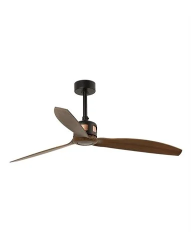 Ventilador de techo negro/madera sin luz y motor DC Copper - Faro