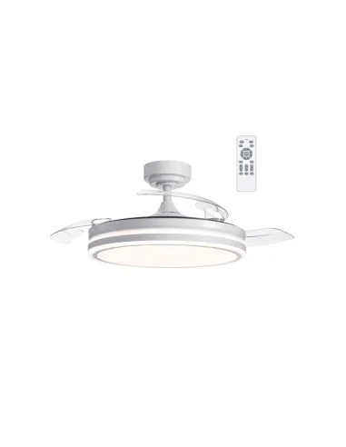 Ventilador LED de techo de 45W aspas plegables Moss blanco 4900 Lm CCT
