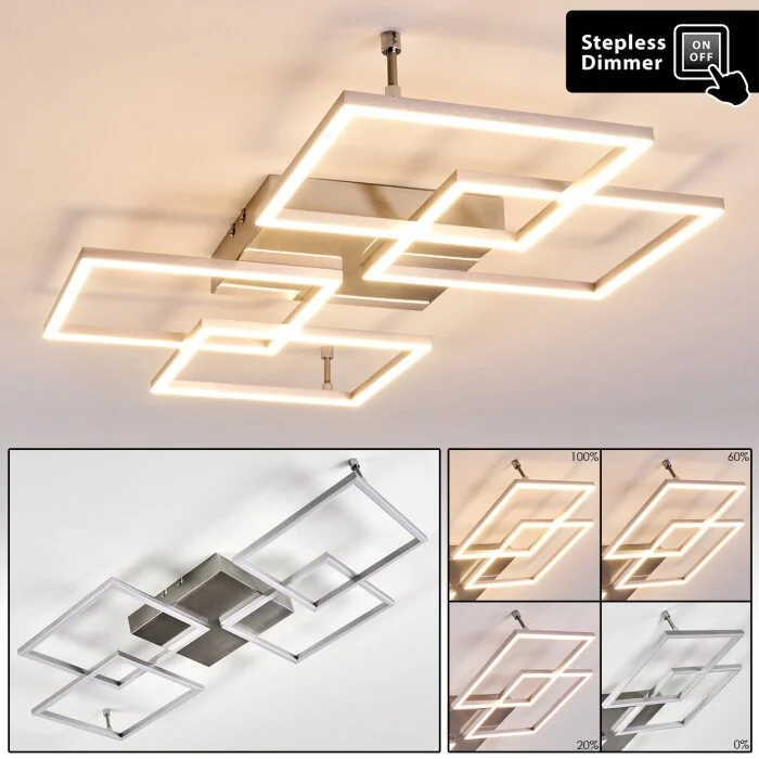 Veyrier Lámpara de Techo LED Acero bruñido, 4 luces