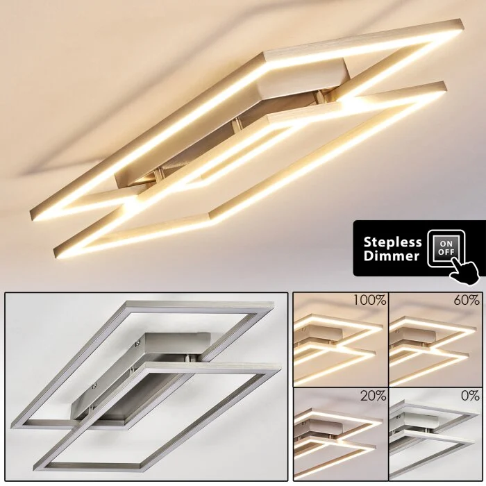 Veyrier Lámpara de Techo LED Acero bruñido, 2 luces